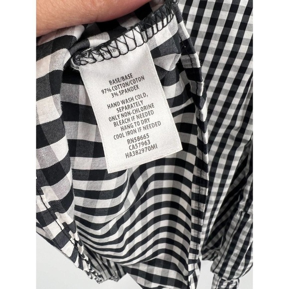 Halogen Nordstrom Gingham Long Bell Sleeves Poplin Top Stretchy Blouse S Small - Picture 9 of 9